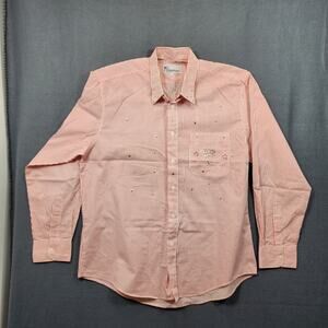 Mili Designs Womens Top Large Long Sleeve Button Up Patriotic Embellished Stars